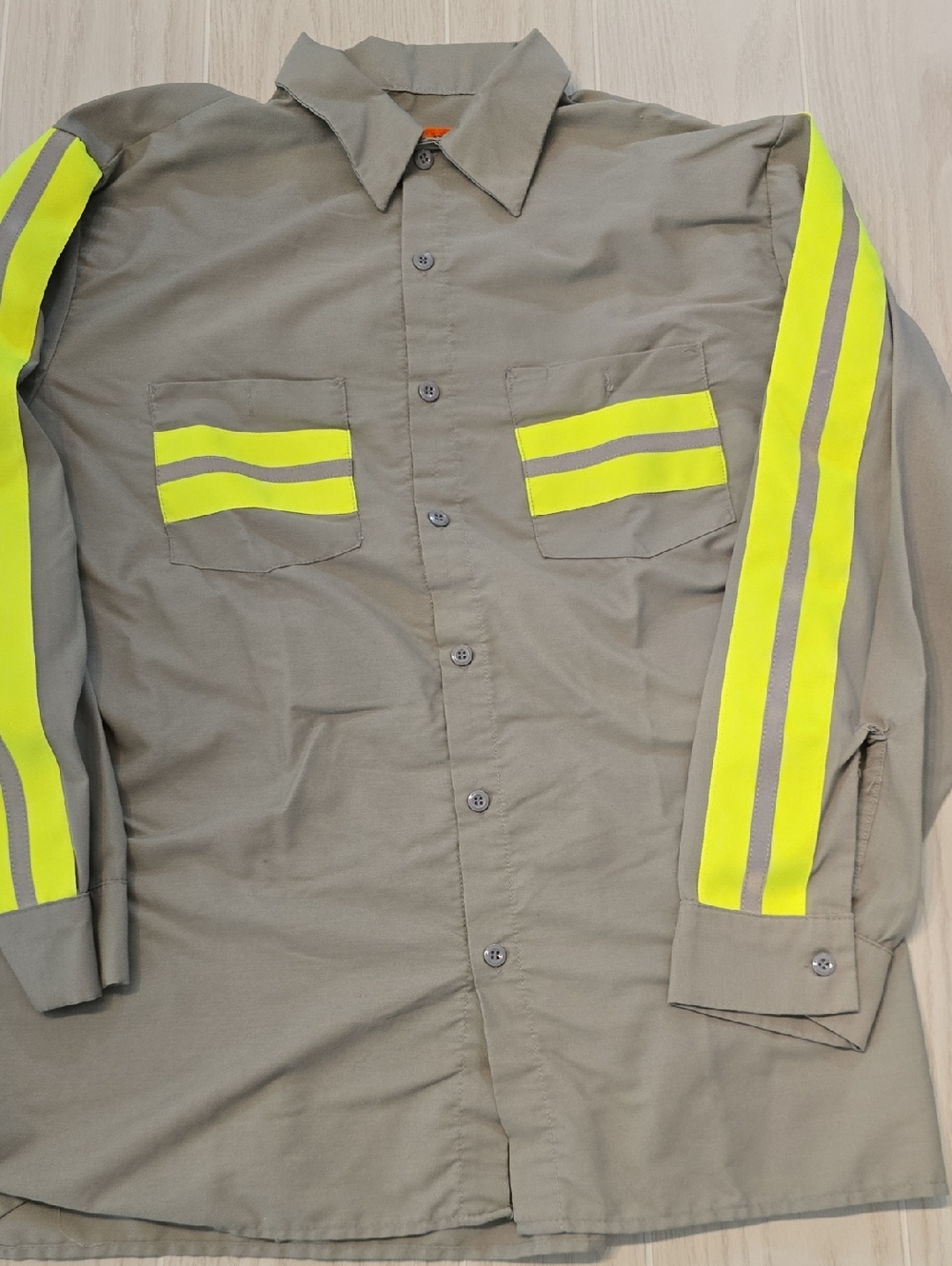 REED Safety Work Shirt High Visibility Yellow Stripes XL NWOT D018